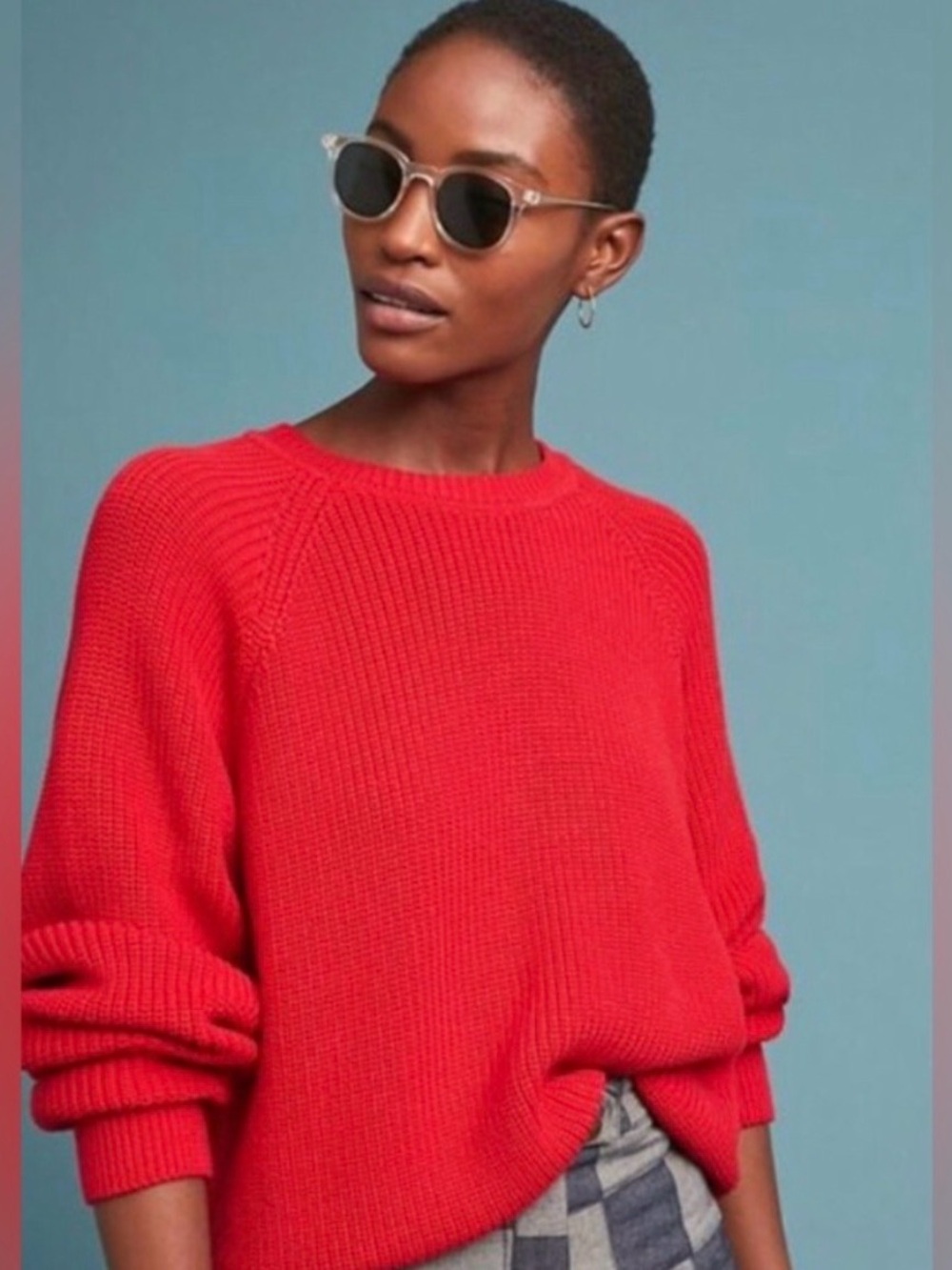 Mara Hoffman Avery Red Ribbed Crewneck Sweater - S - Like new